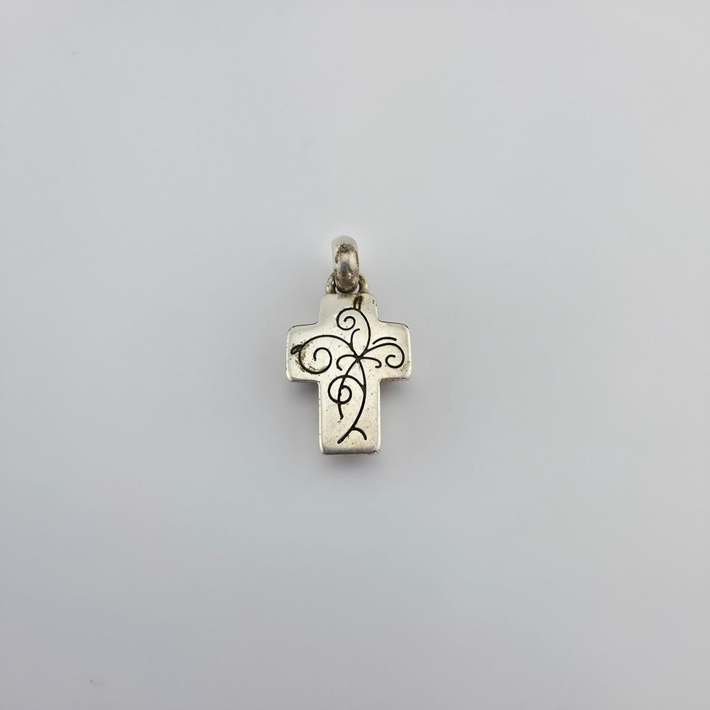 BRIGHTON 'Cross' Charm SWAROVSKI Crystals Chunky Frame Dangle Silver Plate - Picture 5 of 7